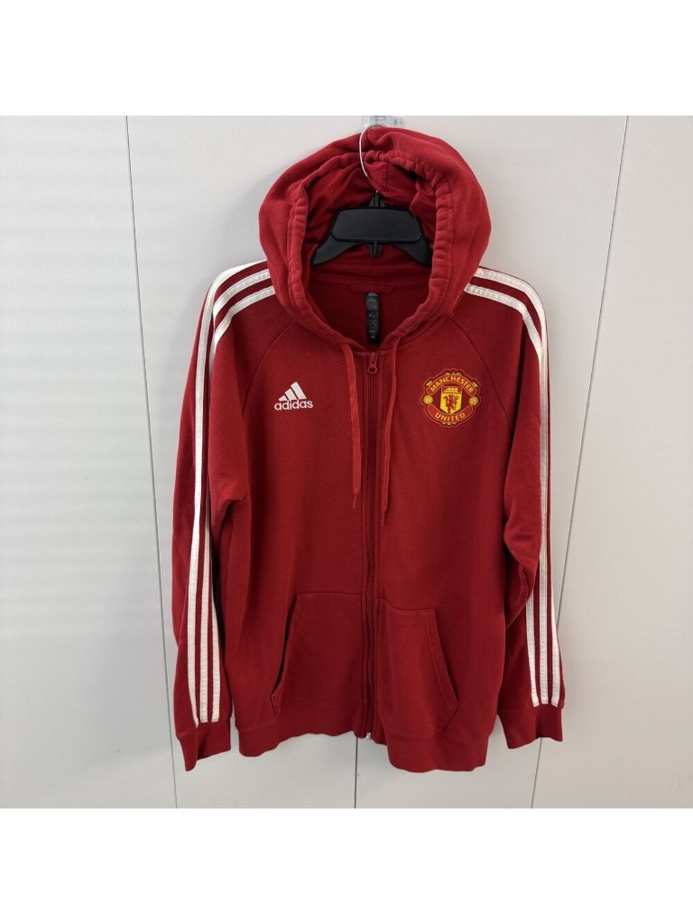 Adidas Manchester United Full Zip Hoodie Jacket Red M Soccer